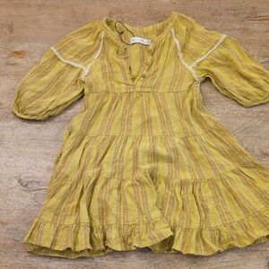 Zara Kids Casual Dress in Mustard and Tan Stripes